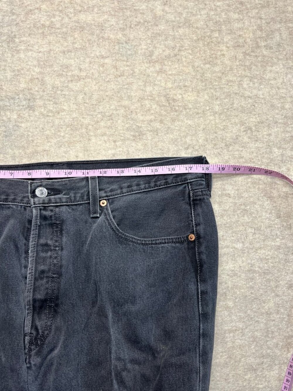Levi's 501 Dark Black Gray Wash Button Fly Straight Leg Mens Denim Jeans 36 X 34 - Picture 10 of 13